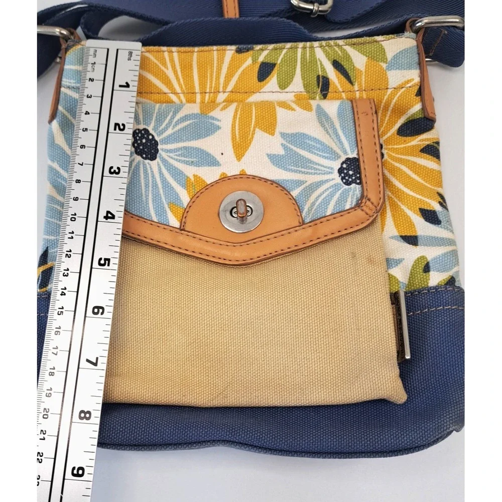Franco Sarto Canvas Sunflower‎ Floral Print Satchel Bag Boho Purse 8x8x2